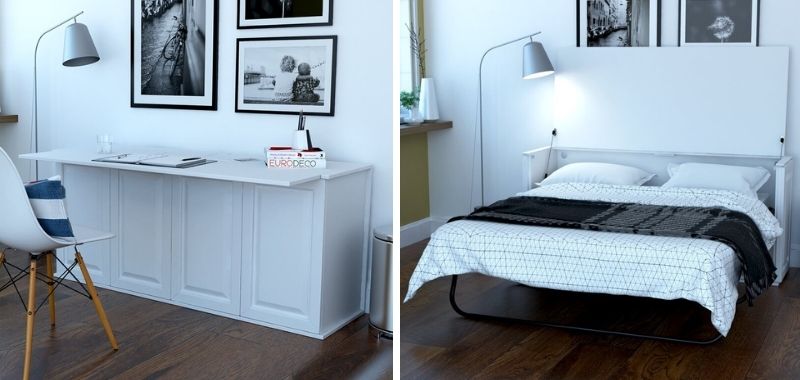 Violetta Queen Storage Murphy Bed with Mattress and Desk, by Red Barrel Studio