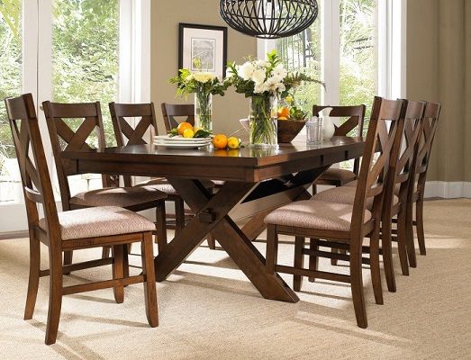 Roundhill Furniture Karven 9 Piece Wooden Dining Table Set