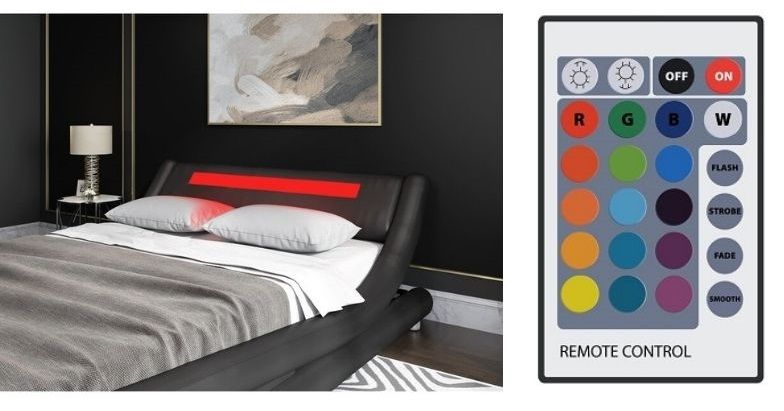 abner sleigh bed LED color lights remote control