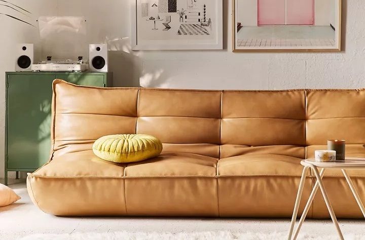 greta recycled leather xl sleeper sofa used