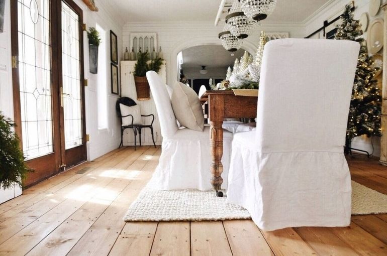 dining chairs with linen slipcovers