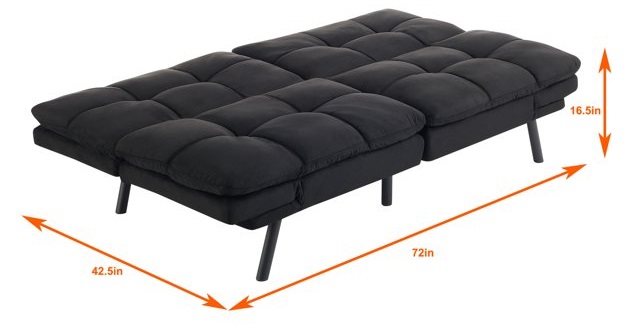 mainstays memory foam futon sleeper size