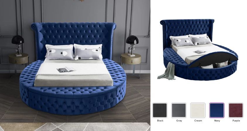 Dorgan Upholstered Wingback Round Bed